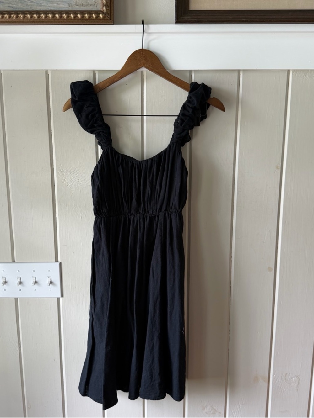 Abercrombie & Fitch Black Ruffle Strap Mini Dress